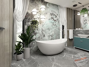 Łazienka 12,7 m2 - Średnia jako pokój kąpielowy z punktowym oświetleniem łazienka z oknem, styl nowoczesny - zdjęcie od Retro Studio