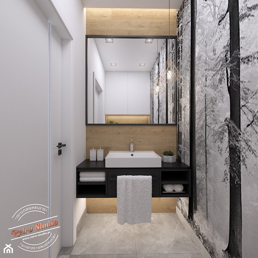 Toaleta 2,5 m2 - Mała bez okna z punktowym oświetleniem łazienka, styl industrialny - zdjęcie od Retro Studio