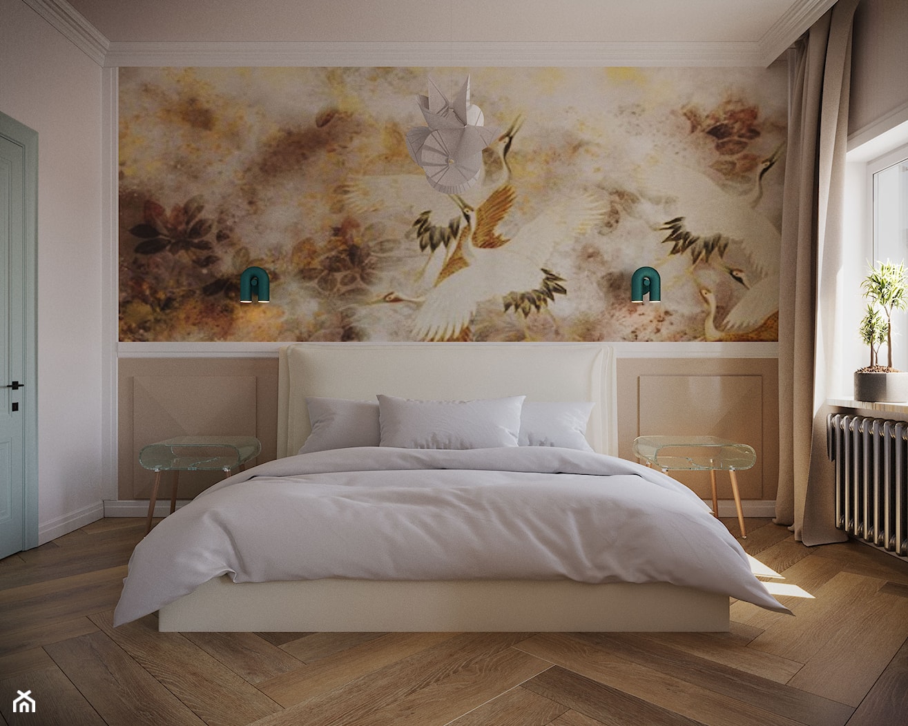 Sypialnia w ciepłych barwach - zdjęcie od Lab studio - Architektura wnętrz & Design - Homebook