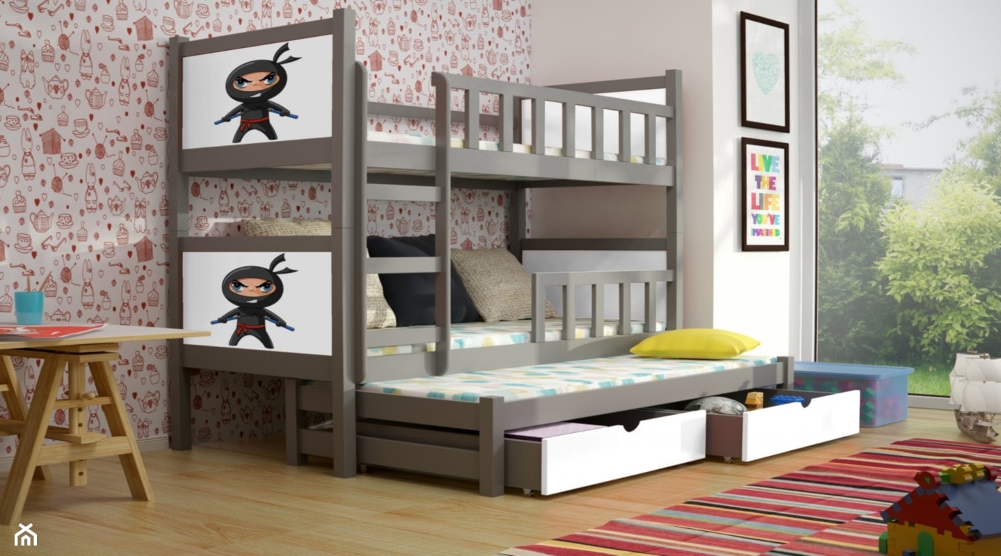 Średni biały szary pokój dziecka dla dziecka dla chłopca dla dziewczynki dla rodzeństwa - zdjęcie od imebel.pl - Homebook