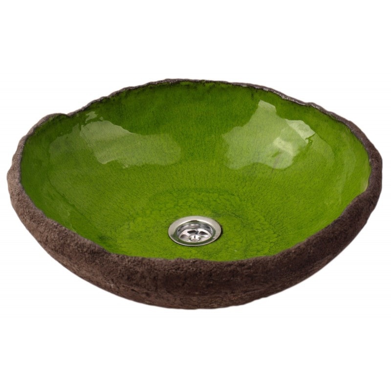 Szarlin - zielona umywalka o nieregularnym kształcie - zdjęcie od Cerames - Homebook