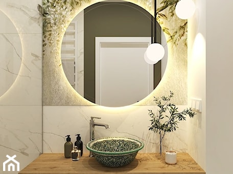 Aranżacje wnętrz - Łazienka: Umywalka Hamza w łazience z akcentami zieleni - Cerames. Przeglądaj, dodawaj i zapisuj najlepsze zdjęcia, pomysły i inspiracje designerskie. W bazie mamy już prawie milion fotografii!