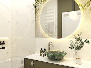 Łazienka z marmurem i akcentami zieleni
