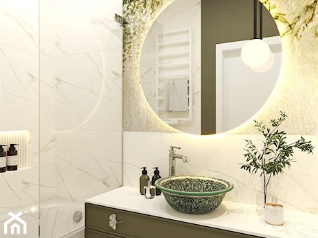 Aranżacje wnętrz - Łazienka: Umywalka Hamza w łazience z akcentami zieleni - Cerames. Przeglądaj, dodawaj i zapisuj najlepsze zdjęcia, pomysły i inspiracje designerskie. W bazie mamy już prawie milion fotografii!