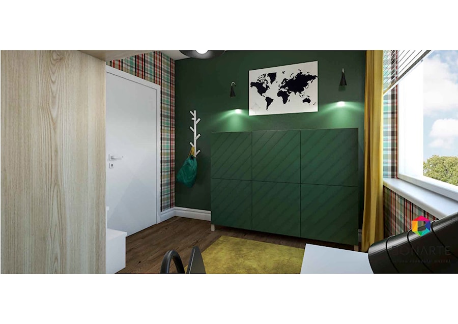 Mieszkanie dla czworga aktywnych. - Średni zielony pokój dziecka dla nastolatka dla chłopca dla dziewczynki, styl nowoczesny - zdjęcie od SZTUKA ARANŻACJI WNETRZ