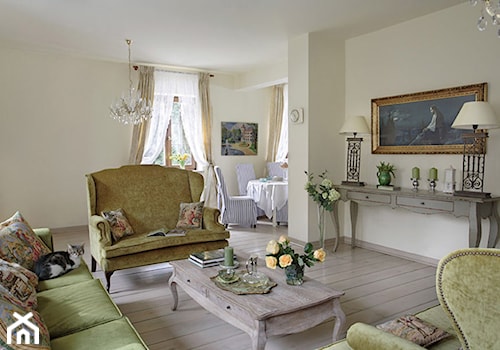 Dom klasyczny - Średni beżowy salon z jadalnią, styl tradycyjny - zdjęcie od SZTUKA ARANŻACJI WNETRZ