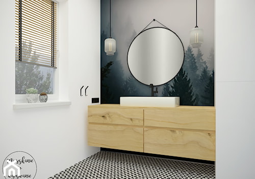 Dom pod Warszawą - Simon G2 - Mała z lustrem łazienka, styl skandynawski - zdjęcie od Mieszkanie to wyzwanie