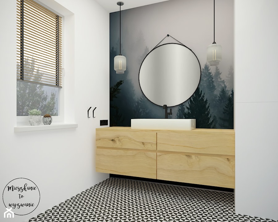 Dom pod Warszawą - Simon G2 - Mała z lustrem łazienka, styl skandynawski - zdjęcie od Mieszkanie to wyzwanie