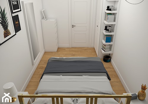 Mieszkanie 55m2 - Ursynów - Mała biała sypialnia, styl skandynawski - zdjęcie od Mieszkanie to wyzwanie