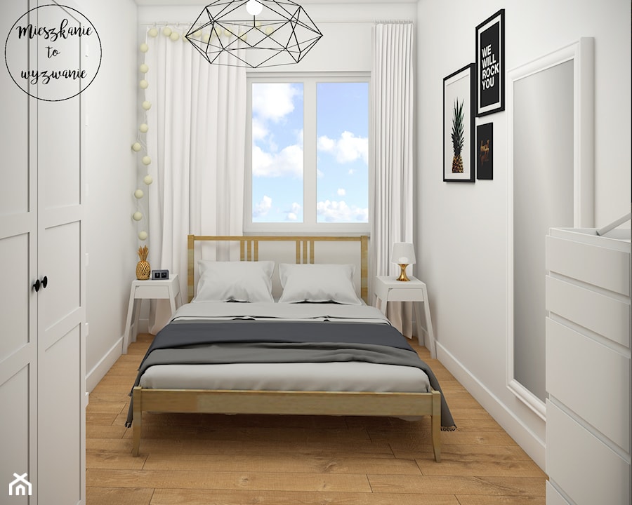 Mieszkanie 55m2 - Ursynów - Średnia biała sypialnia, styl skandynawski - zdjęcie od Mieszkanie to wyzwanie