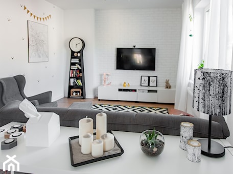 Aranżacje wnętrz - Salon: Moje mieszkanie - Mały biały salon, styl skandynawski - Mieszkanie to wyzwanie. Przeglądaj, dodawaj i zapisuj najlepsze zdjęcia, pomysły i inspiracje designerskie. W bazie mamy już prawie milion fotografii!
