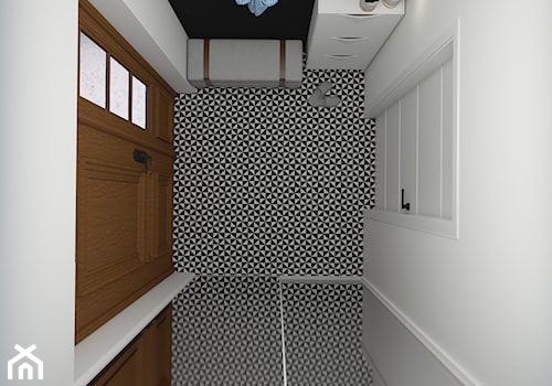 Dom pod Warszawą - Simon G2 - Mały z wieszakiem biały czarny hol / przedpokój, styl skandynawski - zdjęcie od Mieszkanie to wyzwanie