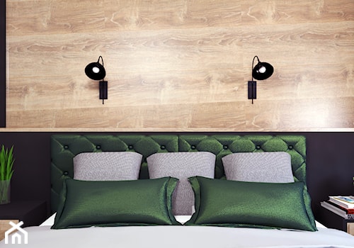 Sypialnia - Mała czarna sypialnia, styl nowoczesny - zdjęcie od Katrilo Projektowanie wnętrz