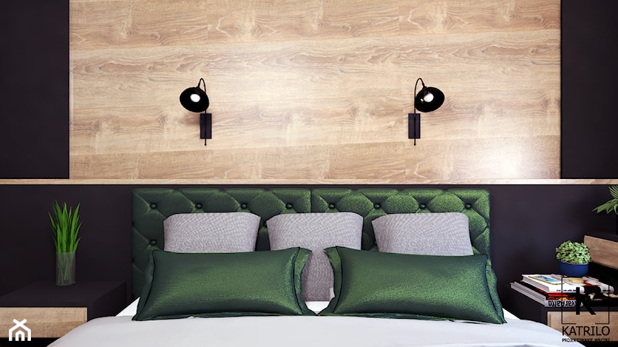 Sypialnia - Mała czarna sypialnia, styl nowoczesny - zdjęcie od Katrilo Projektowanie wnętrz