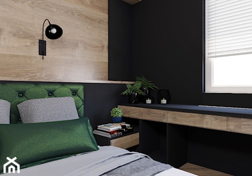 Sypialnia - Średnia czarna z biurkiem sypialnia, styl nowoczesny - zdjęcie od Katrilo Projektowanie wnętrz