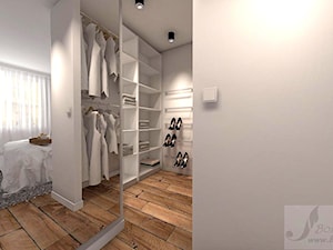 MIESZKANIE W STYLU INDUSTRIALNYM - Średnia otwarta garderoba przy sypialni, styl industrialny - zdjęcie od Boskie Wnetrza i Ty