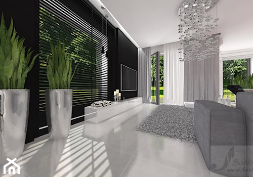 DOM W STYLU GLAMOUR - Średni biały czarny salon, styl glamour - zdjęcie od Boskie Wnetrza i Ty