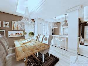 Średnia beżowa brązowa jadalnia w kuchni, styl glamour - zdjęcie od Boskie Wnetrza i Ty