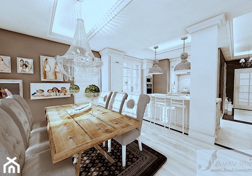 Średnia beżowa brązowa jadalnia w kuchni, styl glamour - zdjęcie od Boskie Wnetrza i Ty
