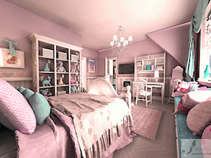 PROJEKT POKOJU DLA MAŁEJ KSIĘŻNICZKI - Duży różowy pokój dziecka dla nastolatka dla dziewczynki - zdjęcie od Boskie Wnetrza i Ty