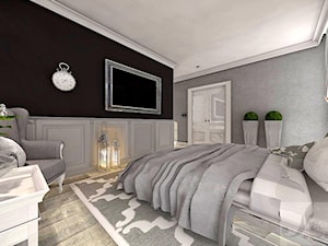 DOM W ŻARACH - Średnia czarna szara sypialnia, styl glamour - zdjęcie od Boskie Wnetrza i Ty