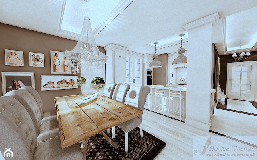 ARANŻACJA DOMU W GŁOGOWIE 1 - Średnia beżowa brązowa jadalnia w kuchni, styl glamour - zdjęcie od Boskie Wnetrza i Ty