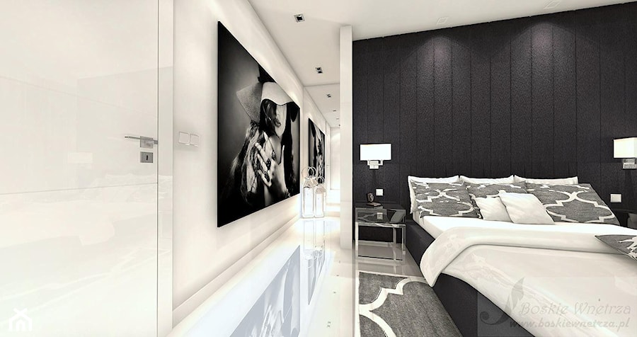 DOM W STYLU GLAMOUR - Średnia biała sypialnia, styl glamour - zdjęcie od Boskie Wnetrza i Ty