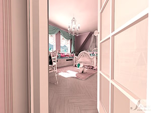 PROJEKT POKOJU DLA MAŁEJ KSIĘŻNICZKI - Średni różowy pokój dziecka dla dziecka dla nastolatka dla dziewczynki - zdjęcie od Boskie Wnetrza i Ty