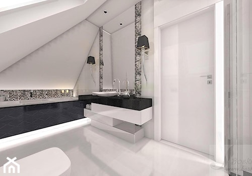 DOM W STYLU GLAMOUR - Średnia na poddaszu łazienka z oknem, styl glamour - zdjęcie od Boskie Wnetrza i Ty