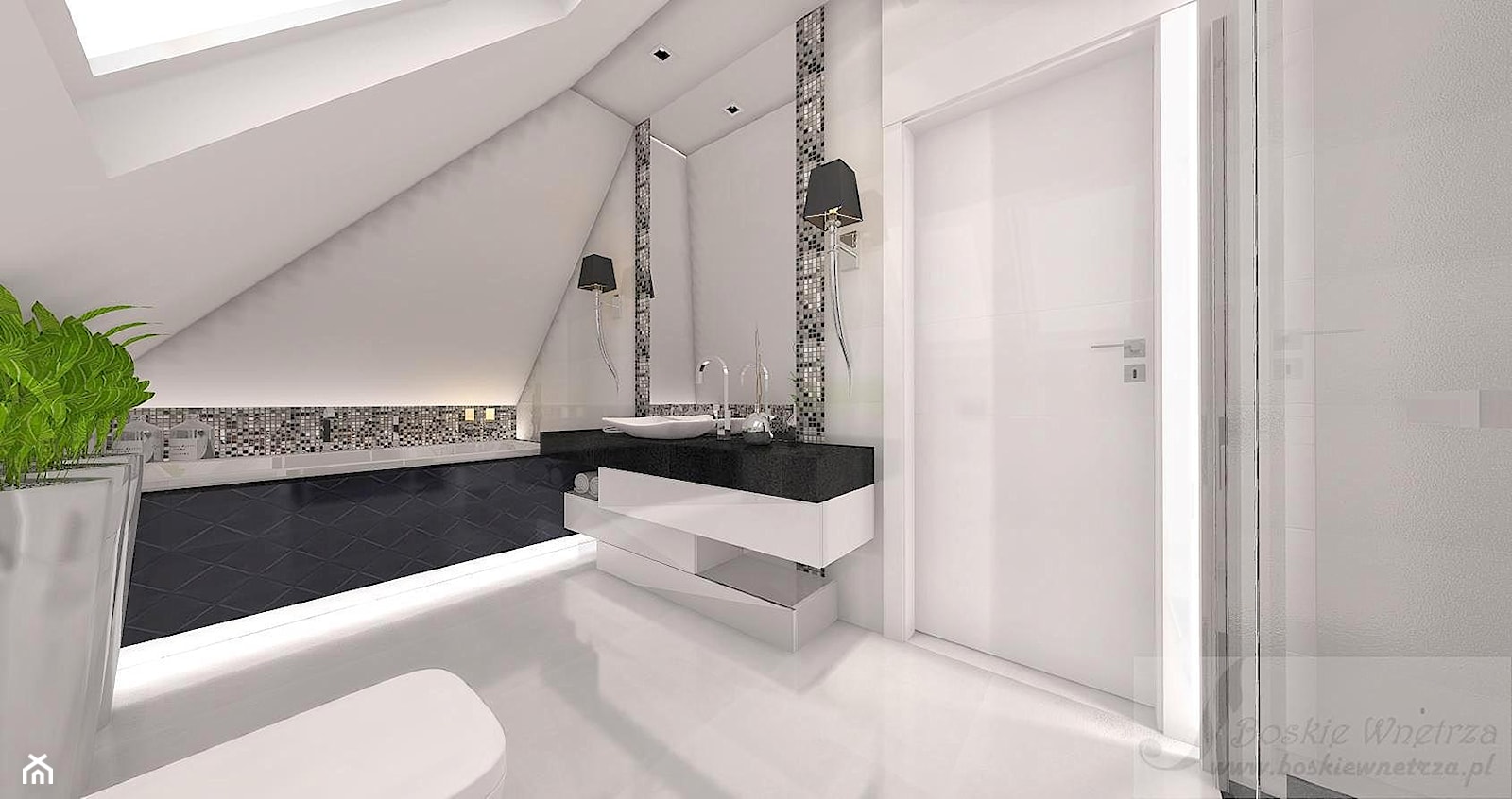 DOM W STYLU GLAMOUR - Średnia na poddaszu łazienka z oknem, styl glamour - zdjęcie od Boskie Wnetrza i Ty - Homebook