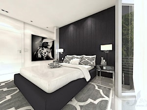 DOM W STYLU GLAMOUR - Mała czarna szara sypialnia, styl glamour - zdjęcie od Boskie Wnetrza i Ty
