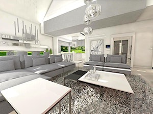 ARANŻACJA DOMU 1 - Duży biały salon z kuchnią z jadalnią, styl nowoczesny - zdjęcie od Boskie Wnetrza i Ty
