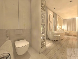 DOM Z OTWARTA ANTESOLĄ - Duża z punktowym oświetleniem łazienka z oknem, styl glamour - zdjęcie od Boskie Wnetrza i Ty