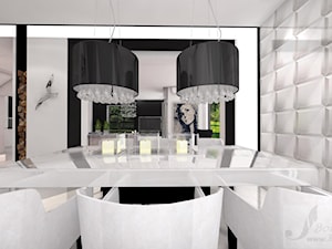 DOM W STYLU GLAMOUR - Średnia biała czarna jadalnia jako osobne pomieszczenie, styl glamour - zdjęcie od Boskie Wnetrza i Ty