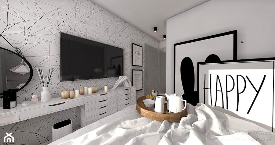 MIESZKANIE W STYLU INDUSTRIALNYM - Mała biała sypialnia, styl industrialny - zdjęcie od Boskie Wnetrza i Ty