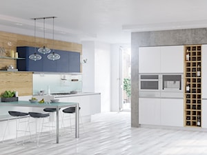 Kitchen for ZOV / Lotte - Duża otwarta z salonem biała z zabudowaną lodówką kuchnia jednorzędowa z oknem, styl nowoczesny - zdjęcie od Irina Pravko