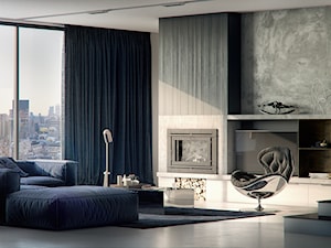 Living Room - Średni biały szary salon, styl nowoczesny - zdjęcie od Irina Pravko