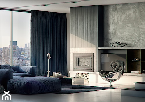 Living Room - Średni biały szary salon, styl nowoczesny - zdjęcie od Irina Pravko