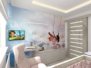 Pokój dziecka/dziewczynki - Mały szary niebieski pokój dziecka dla niemowlaka dla dziewczynki, styl nowoczesny - zdjęcie od SC Pracownia Aranżacji Wnętrz