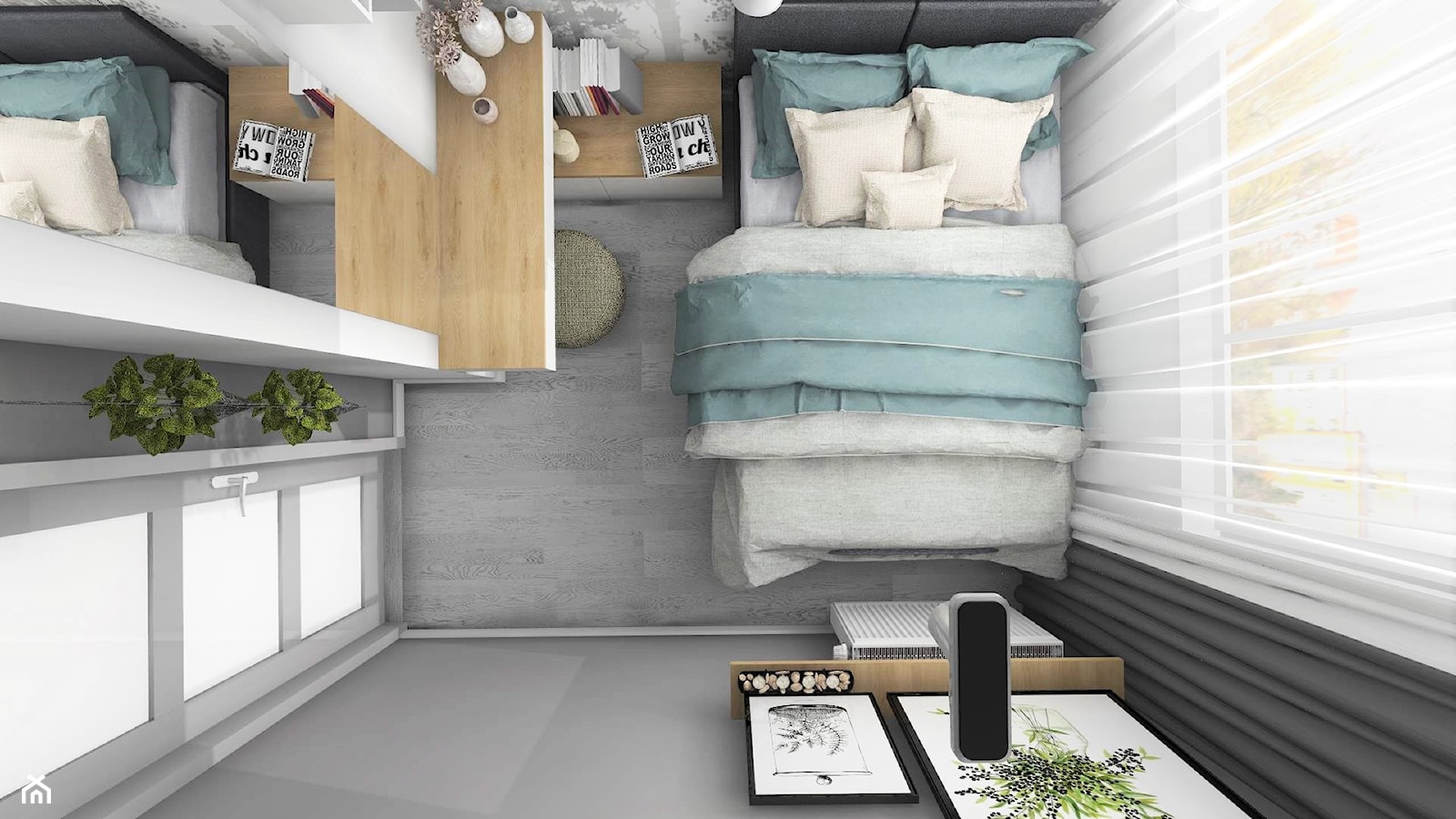 Kompaktowa sypialnia - Mała szara sypialnia, styl skandynawski - zdjęcie od Designbox Marta Bednarska-Małek - Homebook