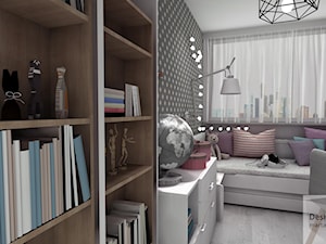 Pokoik Lenki - Średni biały szary pokój dziecka dla nastolatka dla dziewczynki, styl nowoczesny - zdjęcie od Designbox Marta Bednarska-Małek