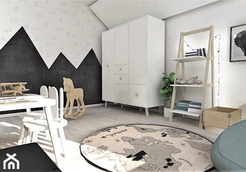Pokój Arturka - Średni czarny szary pokój dziecka dla dziecka dla chłopca dla dziewczynki, styl skandynawski - zdjęcie od Designbox Marta Bednarska-Małek