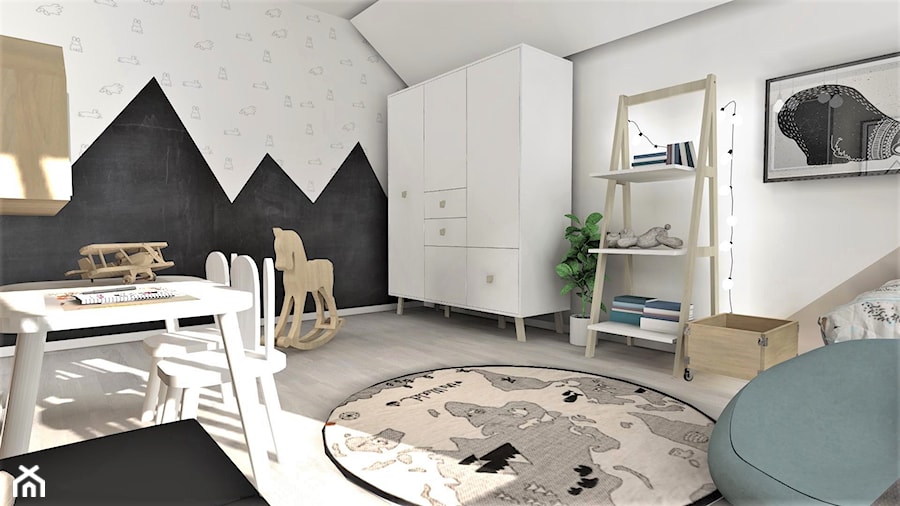 Pokój Arturka - Średni czarny szary pokój dziecka dla dziecka dla chłopca dla dziewczynki, styl skandynawski - zdjęcie od Designbox Marta Bednarska-Małek