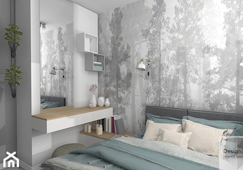 Kompaktowa sypialnia - Mała szara sypialnia, styl skandynawski - zdjęcie od Designbox Marta Bednarska-Małek