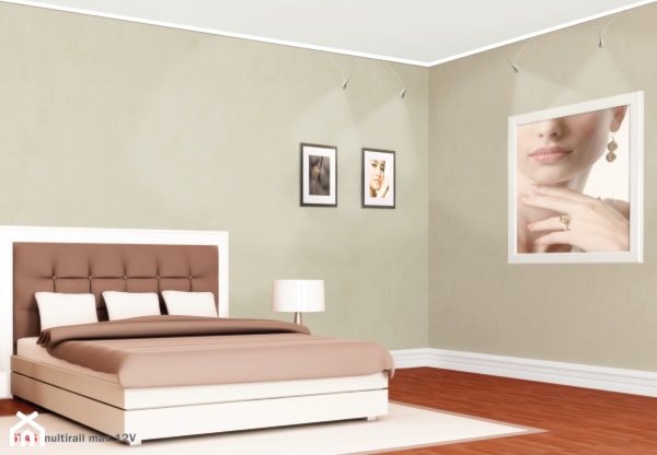 Wieszanie obrazów na ścianie - Sypialnia, styl nowoczesny - zdjęcie od Systemy zawieszeń obrazów - Homebook