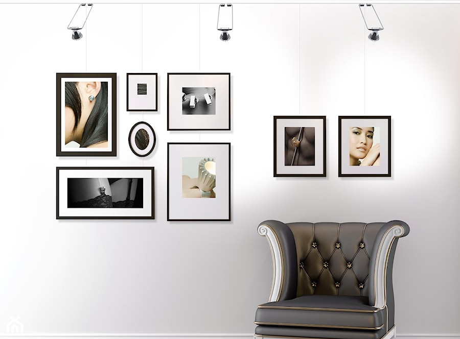 Wieszanie obrazów na ścianie - Salon, styl minimalistyczny - zdjęcie od Systemy zawieszeń obrazów