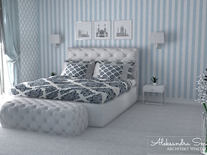 Tapeta w pasy w sypialni - zdjęcie od Aleksandra Tymińska Projektowanie Wnętrz
