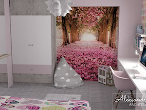 Pokój dla dziewczynki I Włodawa - Średni różowy szary pokój dziecka dla dziecka dla nastolatka dla d ... - zdjęcie od Aleksandra Tymińska Projektowanie Wnętrz