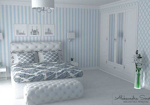 Błękitna Sypialnia Glamour - zdjęcie od Aleksandra Tymińska Projektowanie Wnętrz