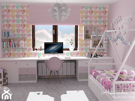 Aranżacje wnętrz - Pokój dziecka: Różowy pokój dla dziewczynki - Aleksandra Tymińska Projektowanie Wnętrz. Przeglądaj, dodawaj i zapisuj najlepsze zdjęcia, pomysły i inspiracje designerskie. W bazie mamy już prawie milion fotografii!
